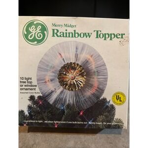 Vintage GE Merry Midget Rainbow Topper 10 Light Christmas Tree Star Boxed
